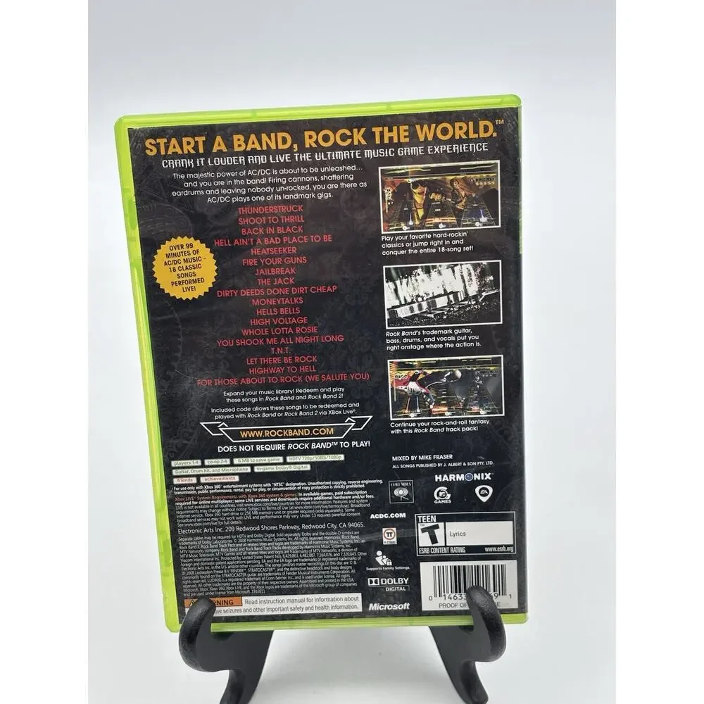 AC/DC Live: Rock Band Track Pack (Xbox 360, 2008) Complete Tested Working VG CIB
